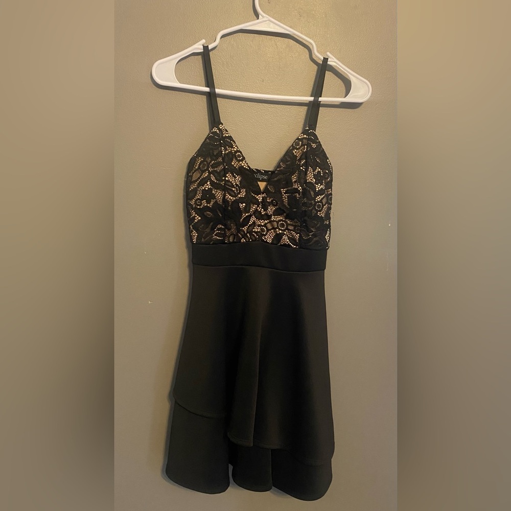 Black lace top dress